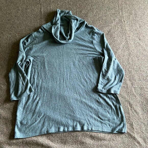 Chico's Cowl Neck 3/4 Length Sleeve Top Blue-Gray Chico's 2 Size 12 - Picture 4 of 9